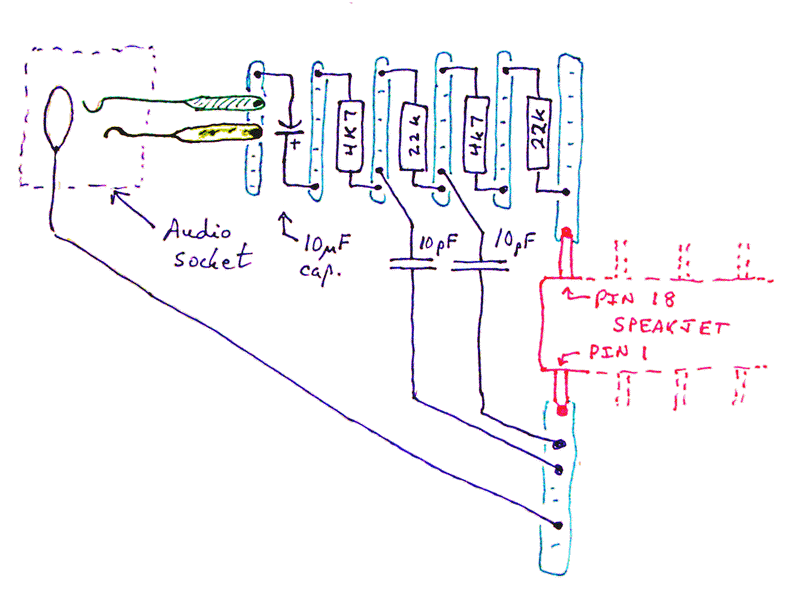 SpeakJet on breadboard- detail